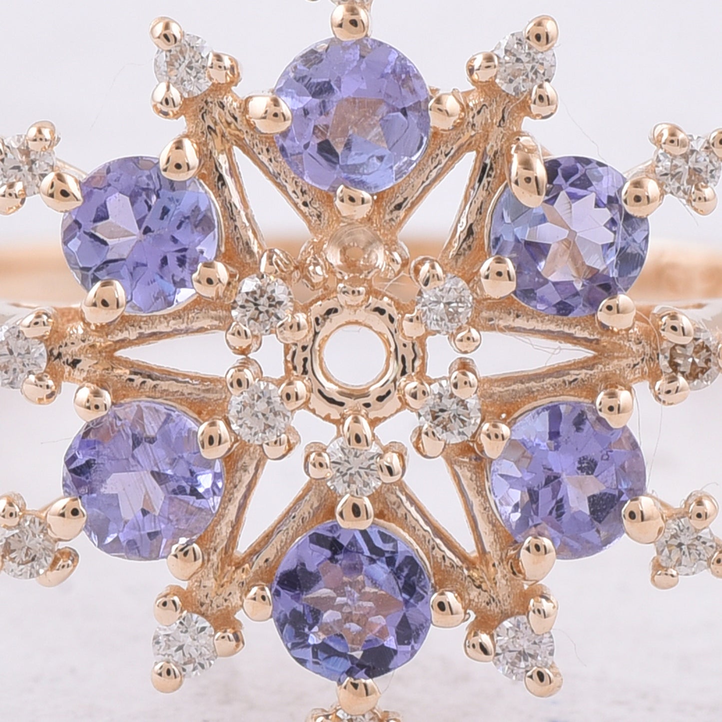 0.53 Ct Round Natural Tanzanite 14K Gold Ring
