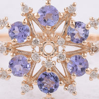0.53 Ct Round Natural Tanzanite 14K Gold Ring