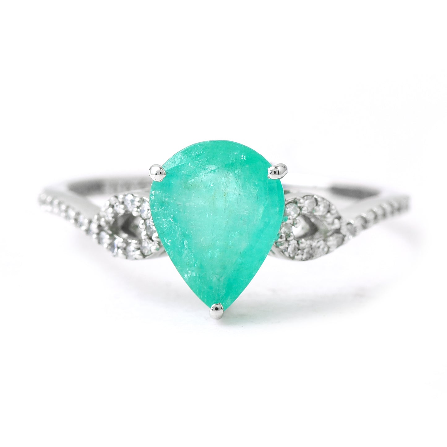 2.41 Ct Pear Mixed Cut Natural Emerald 950 Platinum Ring