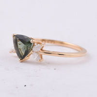 1.18 Ct Triangle Natural Green Tourmaline 14K Gold Ring