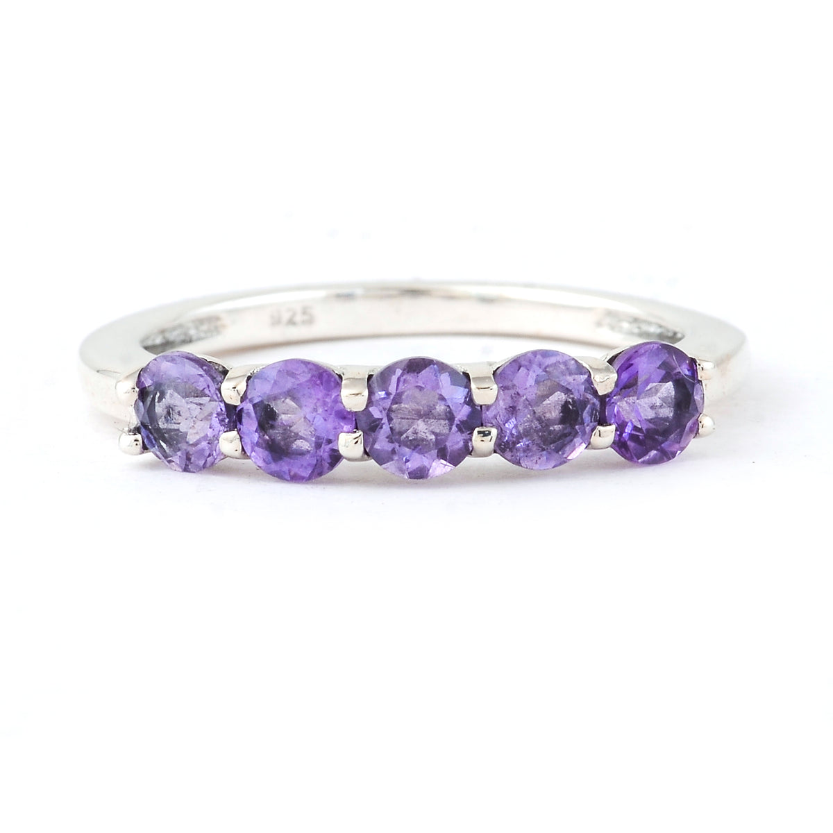 1.44 Ct Round Amethyst, 925 Sterling Silver Ring