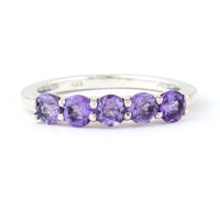 1.44 Ct Round Amethyst, 925 Sterling Silver Ring