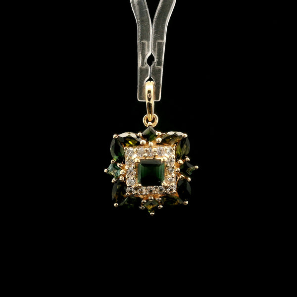 1.29 Ct Square Tourmaline 14K Gold Pendant