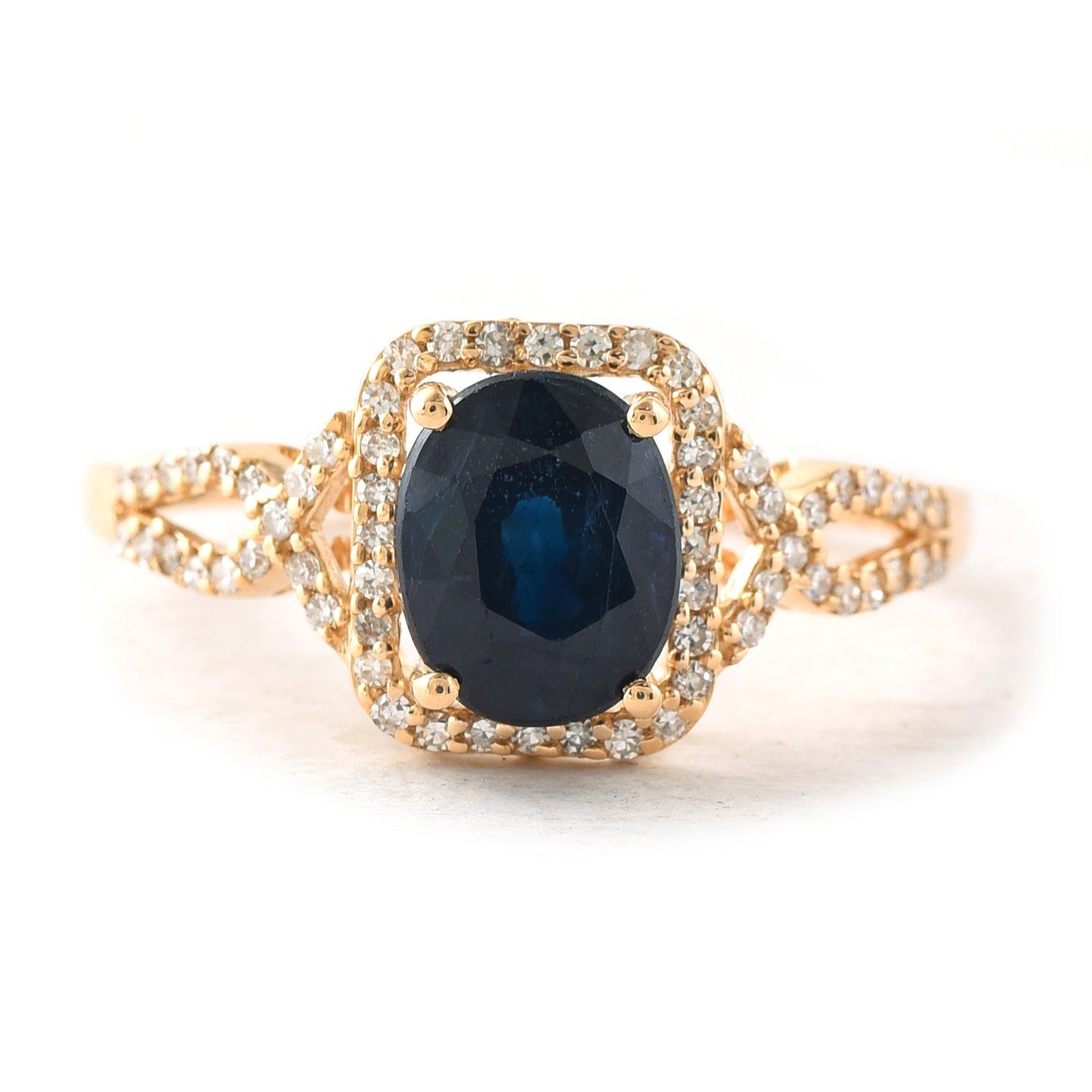 2.34 Ct Oval Mixed Cut Natural Sapphire 14K Gold Ring