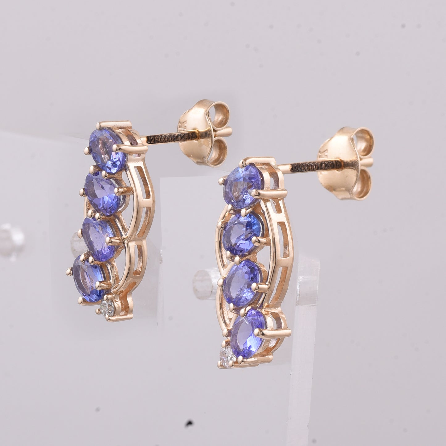 1.48 Ct Oval Natural Tanzanite 14K Gold Earrings