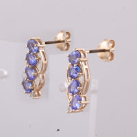 1.48 Ct Oval Natural Tanzanite 14K Gold Earrings