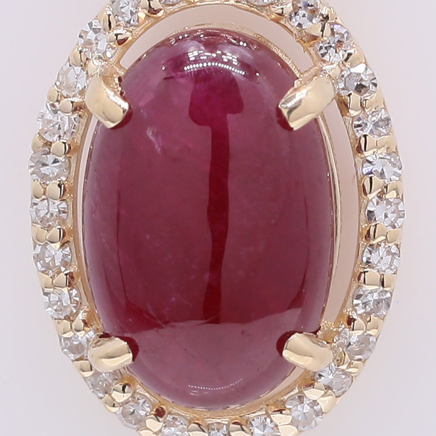 2.07 Ct Oval Cabochon Cut Natural Ruby 14K Gold Pendant