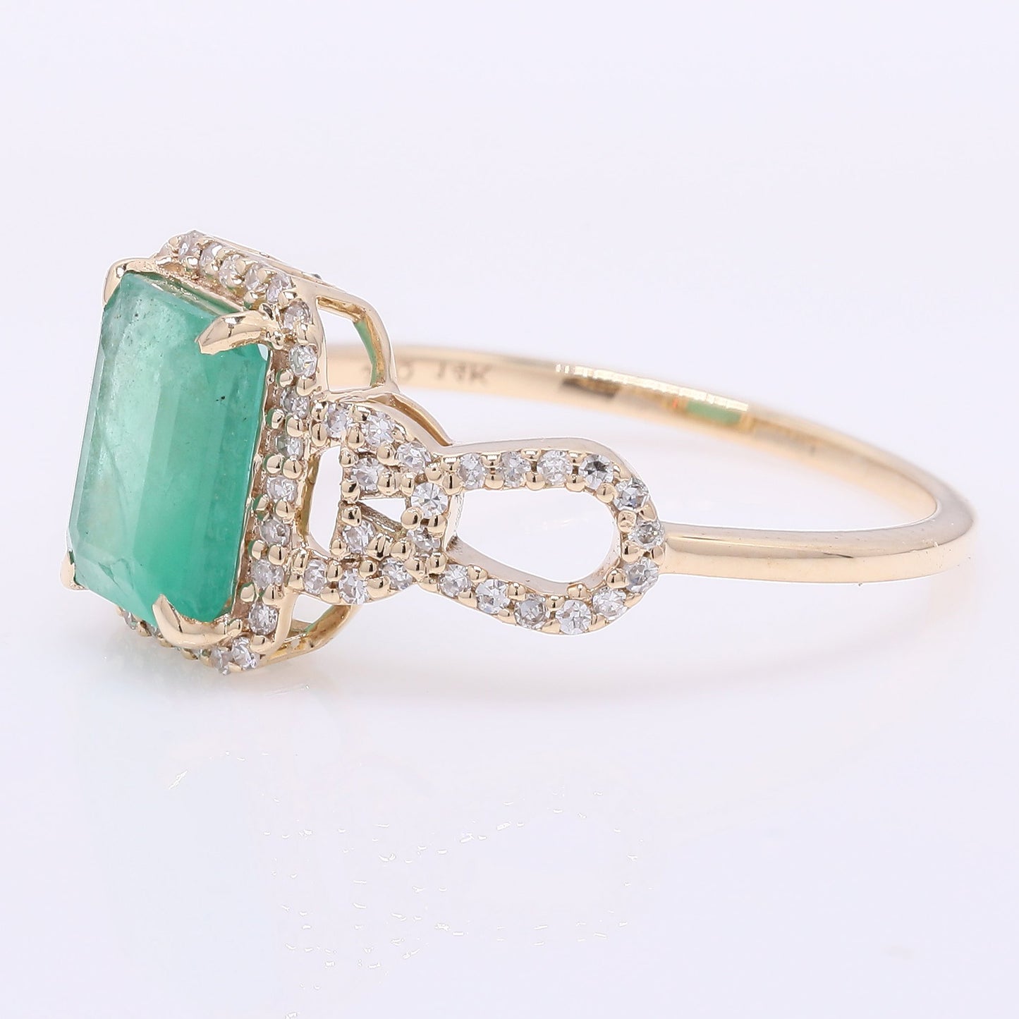1.80 Ct Octagon Step Cut Natural Emerald 14K Gold Ring