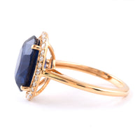 7.54 Ct Oval Blue Sapphire 18K Gold Ring