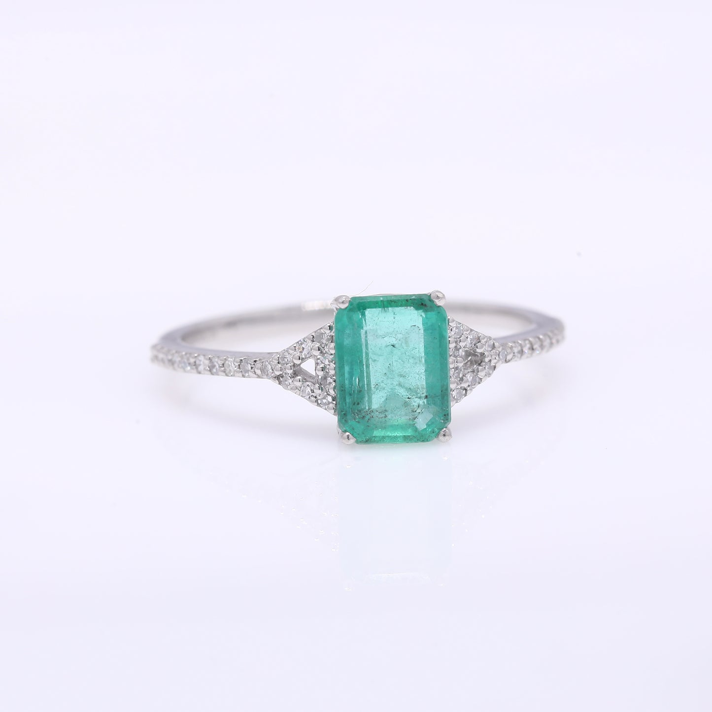 1.21 Ct Octagon Step Cut Natural Emerald 950 Platinum Ring