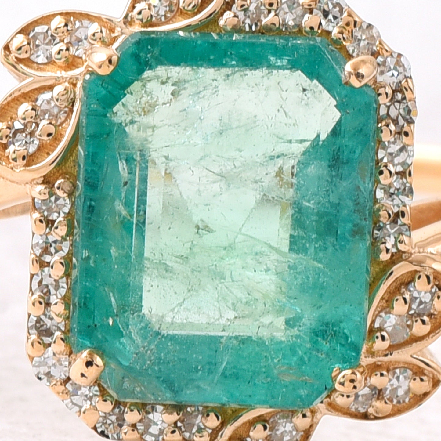 1.92 Ct Octagon Step Cut Natural Emerald 14K Gold Ring