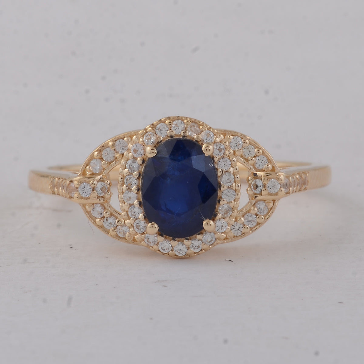 1.32 Ct Oval Blue Sapphire 9K Gold Ring