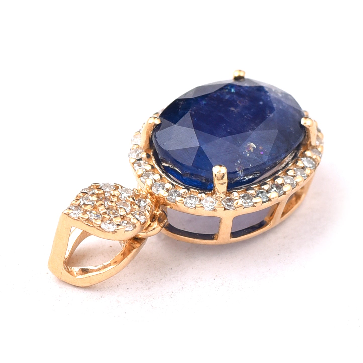 2.90 Ct Oval Mixed Cut Natural Sapphire 14K Gold Pendant
