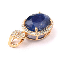 2.90 Ct Oval Mixed Cut Natural Sapphire 14K Gold Pendant
