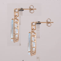 8.07 Ct Pear Aquamarine 9K Gold Earrings