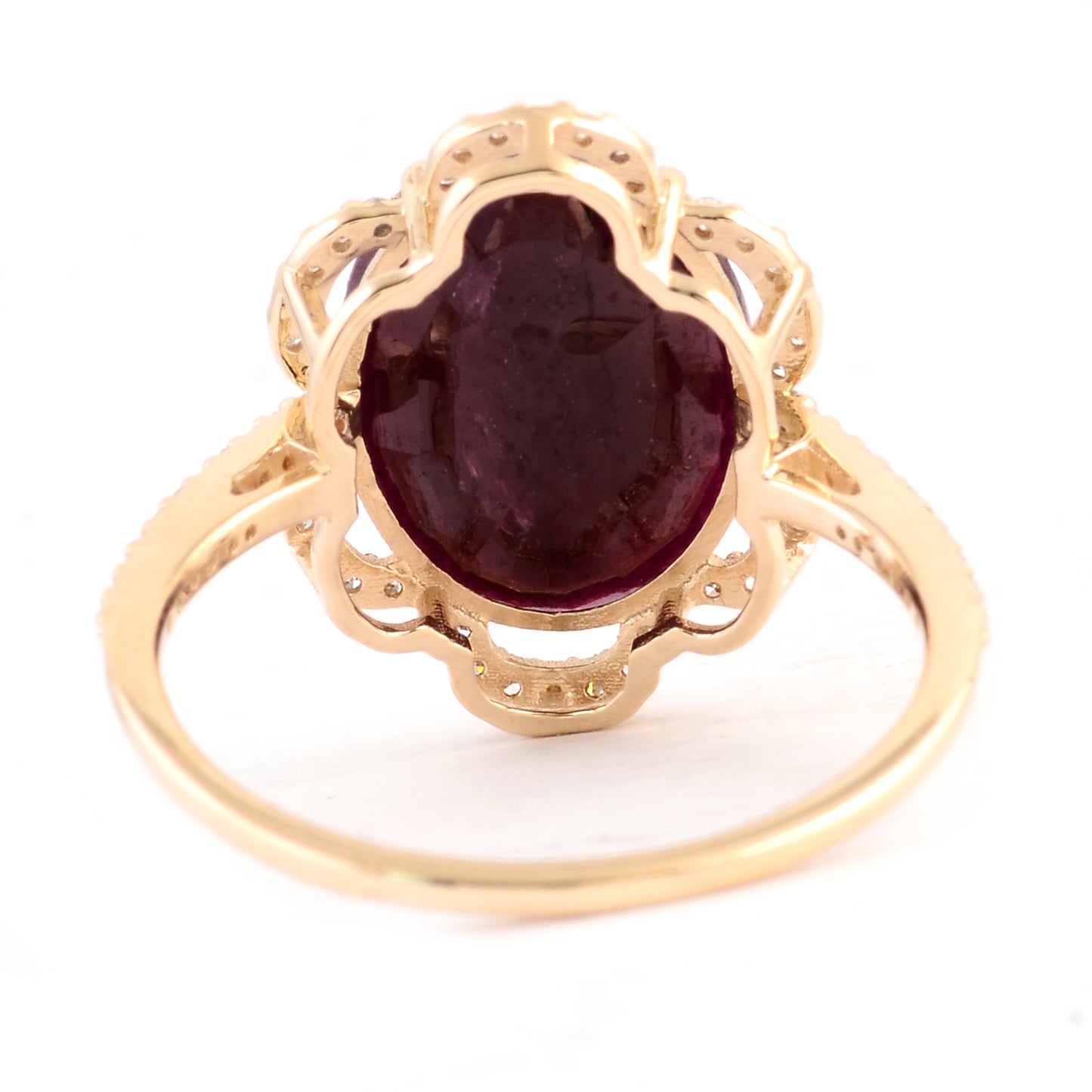 4.54 Ct Oval Mixed Cut Natural Corundum Ruby 14K Gold Ring