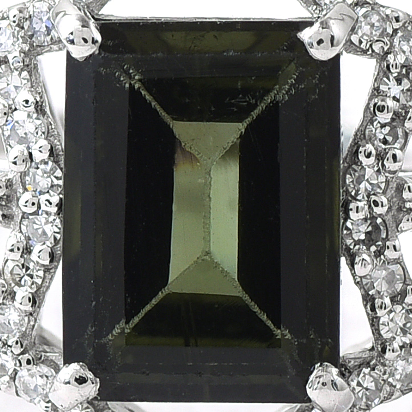 2.87 Ct Rectangle Step Cut Natural Green Tourmaline 950 Platinum Ring