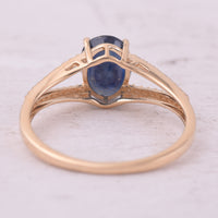 2.02 Ct Oval Mixed Cut Natural Sapphire 14K Gold Ring