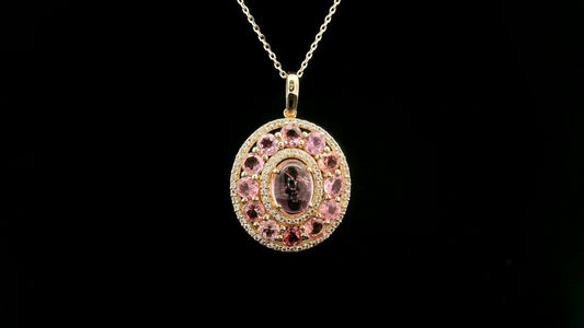 2.92 Ct Oval Tourmaline 14K Gold Pendant