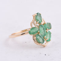 1.51 Ct Oval, Marquise Natural Emerald 14K Gold Ring