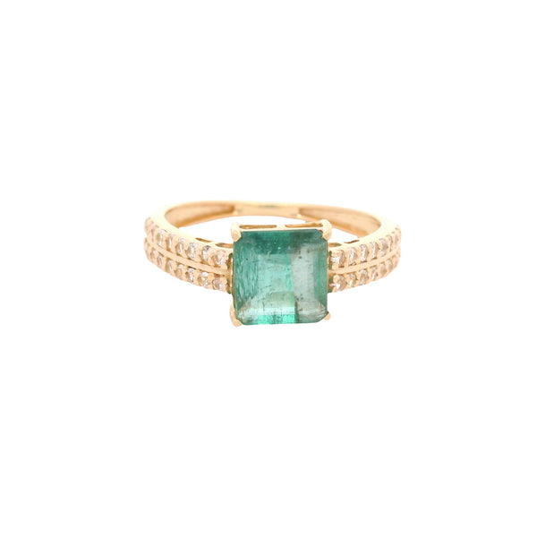 1.79 Ct Octagon Emerald 14K Gold Ring