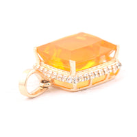 3.07 Ct Cushion Br.Fire Opal 9K Gold Pendant