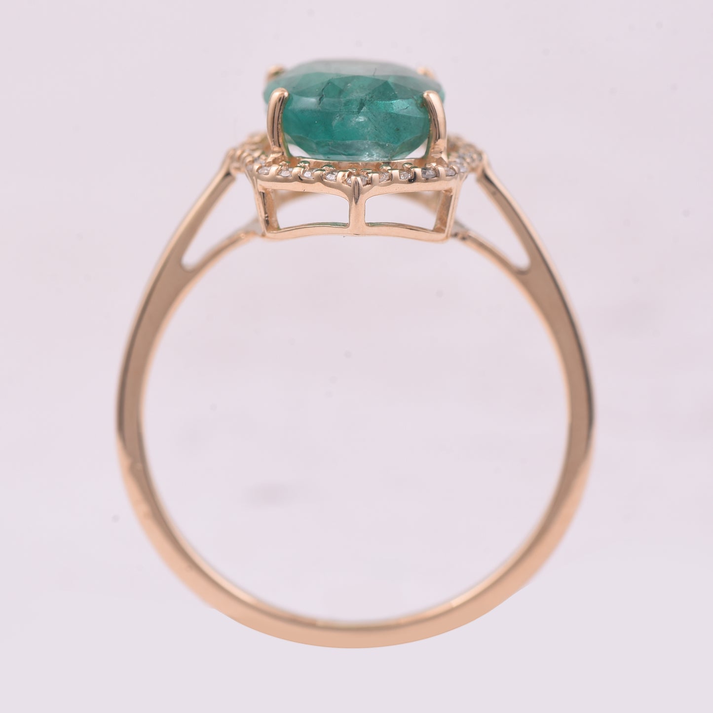2.69 Ct Cushion Mixed Cut Natural Emerald 14K Gold Ring