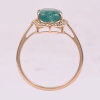 2.69 Ct Cushion Mixed Cut Natural Emerald 14K Gold Ring