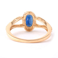 1.35 Ct Oval Mixed Cut Natural Sapphire 14K Gold Ring