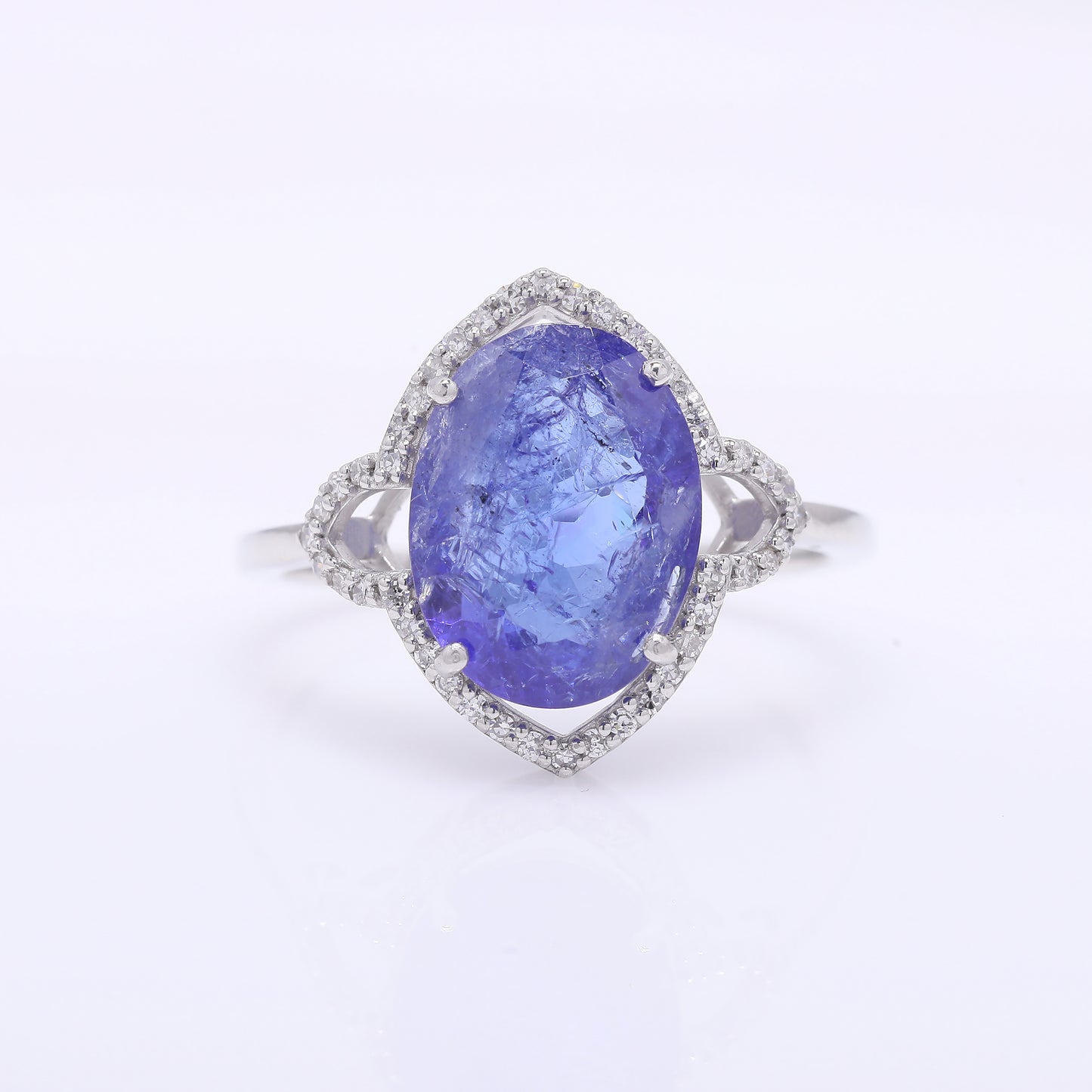 3.82 Ct Oval Mixed Cut Natural Tanzanite 950 Platinum Ring