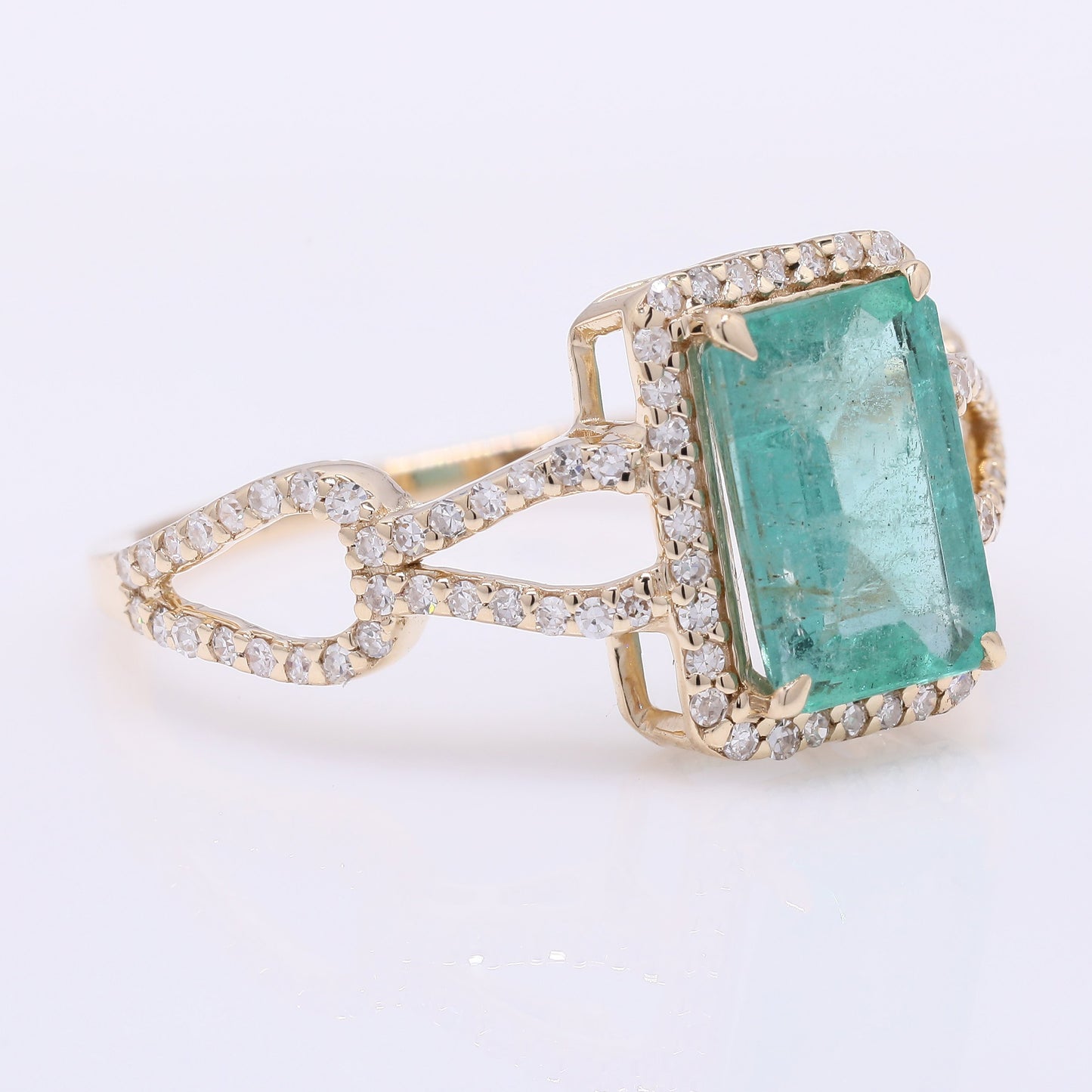1.98 Ct Octagon Step Cut Natural Emerald 14K Gold Ring