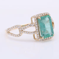 1.98 Ct Octagon Step Cut Natural Emerald 14K Gold Ring