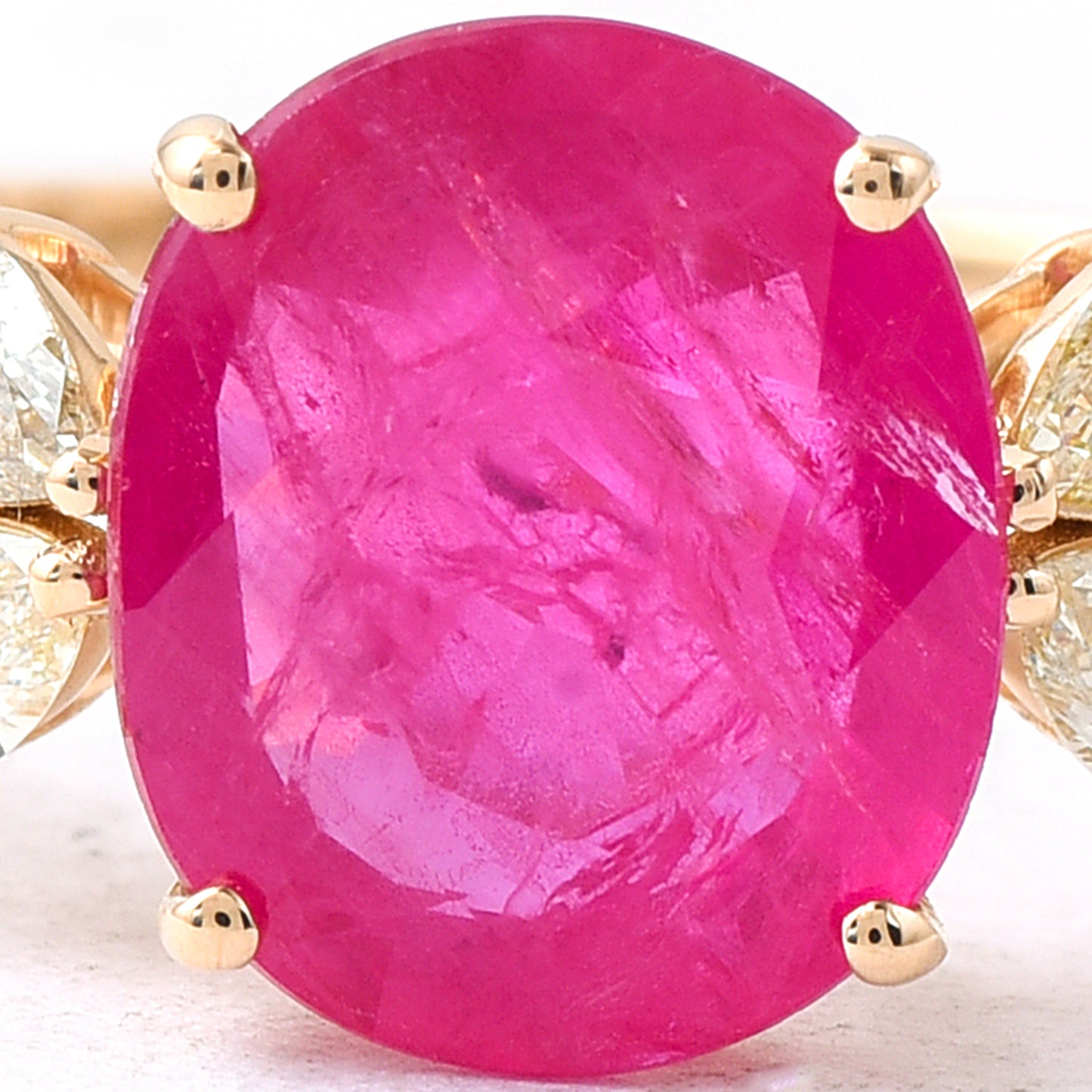 1.37 Ct Oval Mixed Cut Natural Ruby 14K Gold Ring
