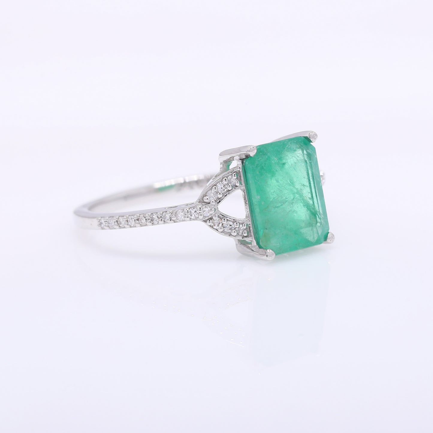 2.24 Ct Octagon Step Cut Natural Emerald 950 Platinum Ring