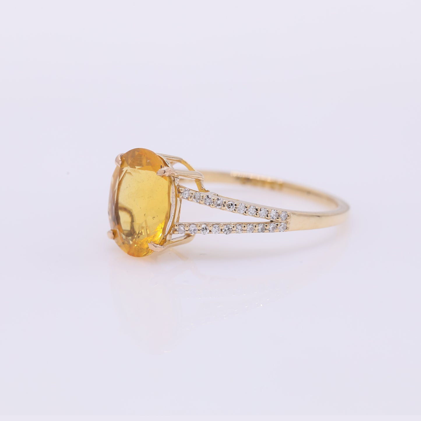 1.93 Ct Oval Mixed Cut Natural Fire Opal 14K Gold Ring