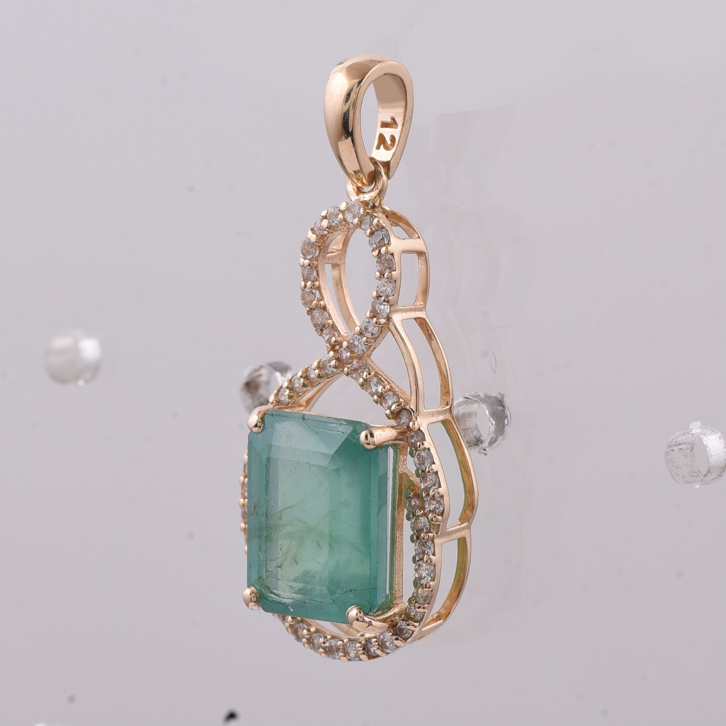 2.83 Ct Octagon Step Cut Natural Emerald 14K Gold Pendant