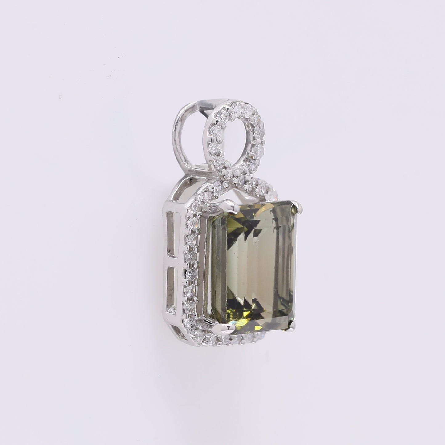 2.22 Ct Octagon Step Cut Natural Green Tourmaline 950 Platinum Pendant