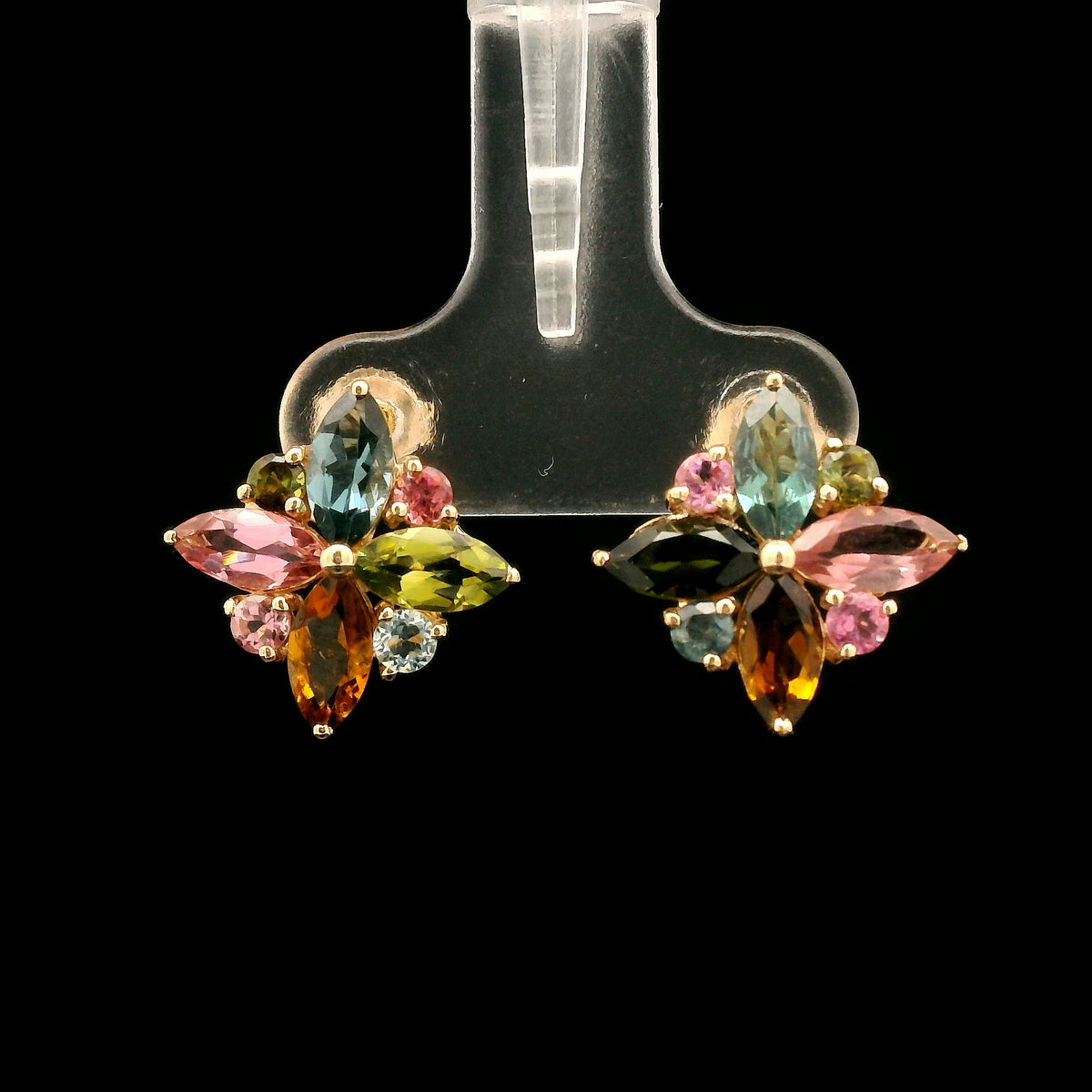 3.02 Ct Marquise Tourmaline 14K Gold Earrings
