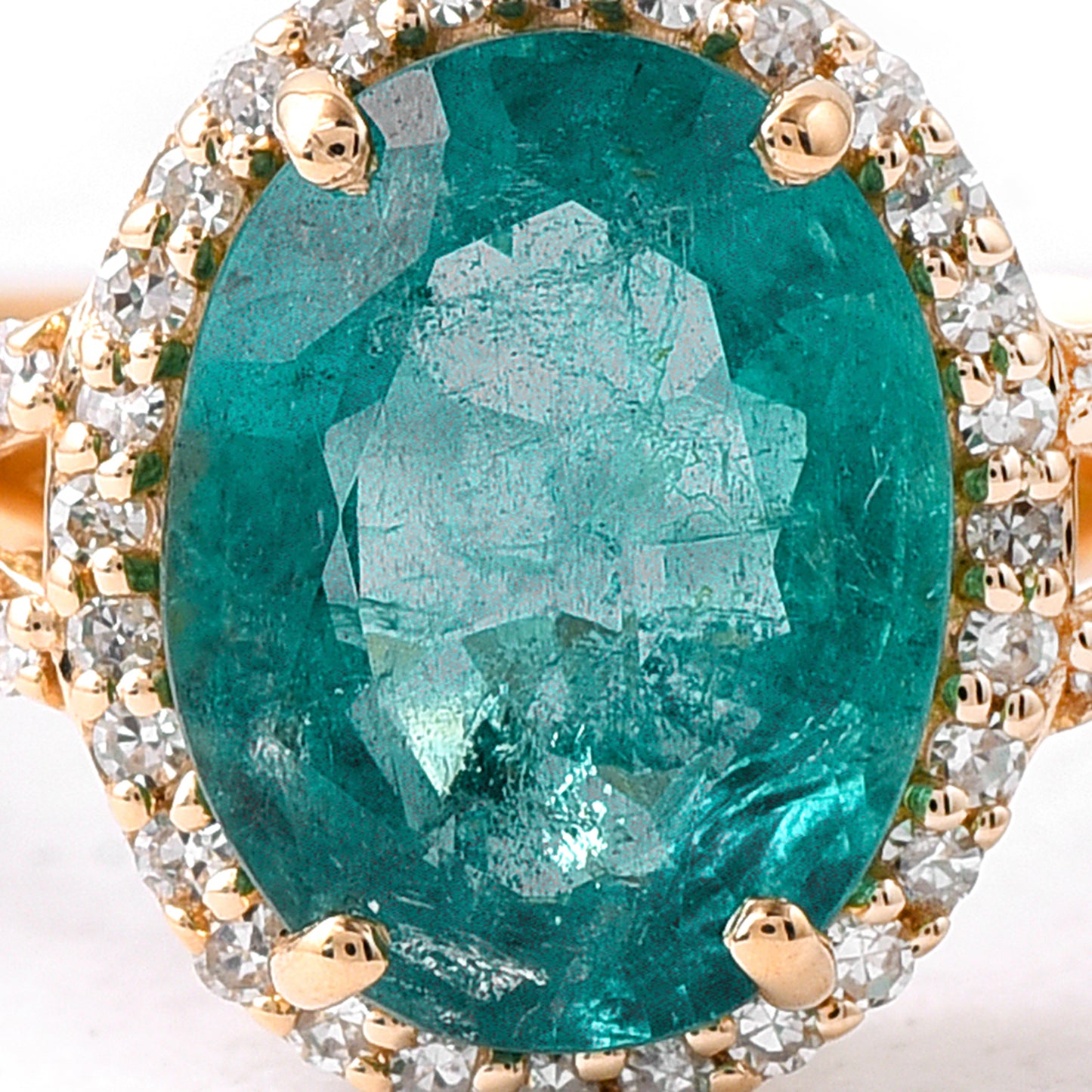 2.02 Ct Oval Mixed Cut Natural Emerald 14K Gold Ring