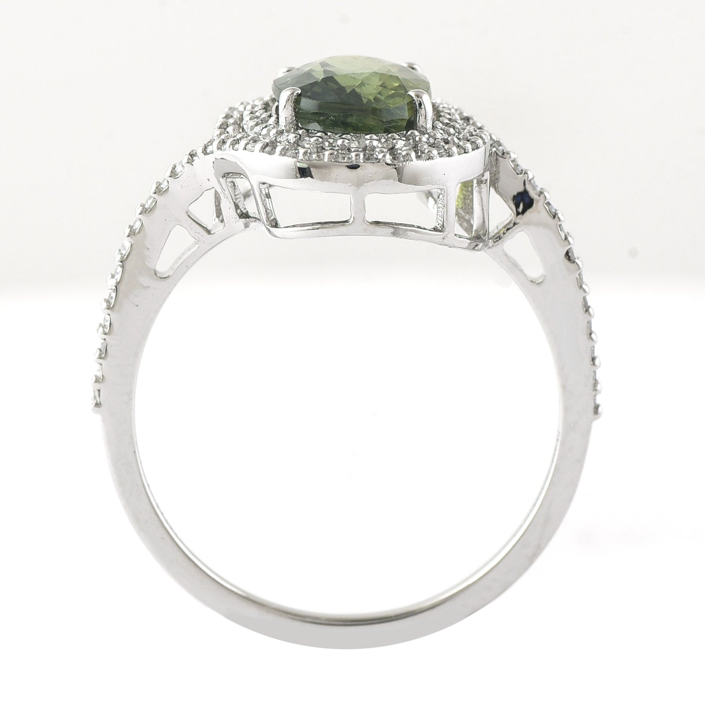 2.59 Ct Oval Mixed Cut Natural Green Sapphire 950 Platinum Ring