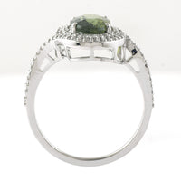 2.59 Ct Oval Mixed Cut Natural Green Sapphire 950 Platinum Ring