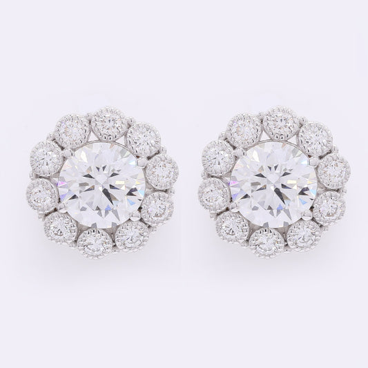 3.97 Carats Lab Grown Diamond 14K Gold Earrings