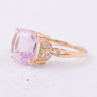 5.44 Ct Cushion Natural Kunzite 14K Gold Ring