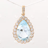 4.95 Ct Pear Aquamarine 9K Gold Pendant