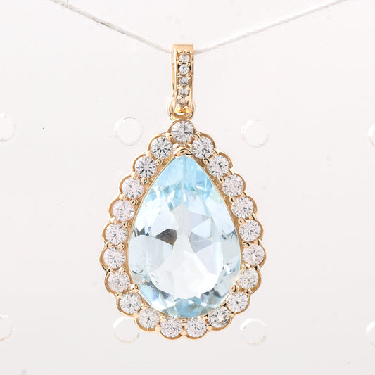 4.95 Ct Pear Aquamarine 9K Gold Pendant