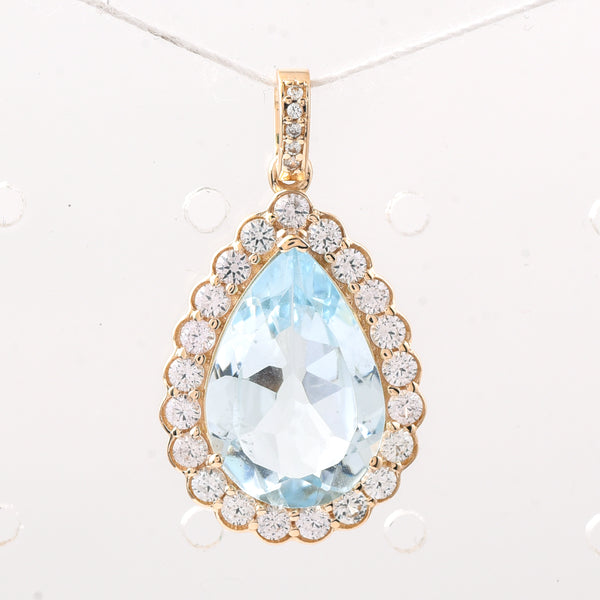 4.95 Ct Pear Aquamarine 9K Gold Pendant