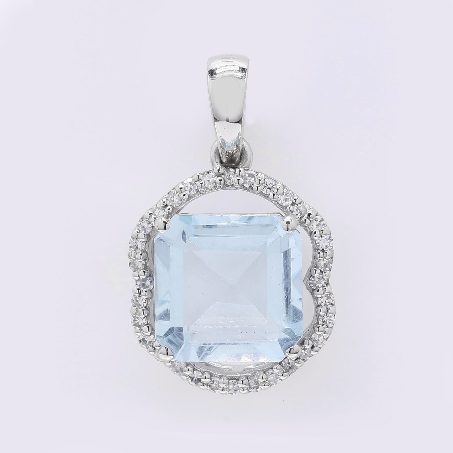 1.95 Ct Octagon Step Cut Natural Aquamarine 950 Platinum Pendant