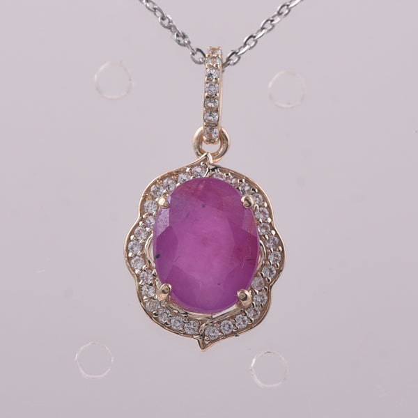 2.69 Ct Oval Ruby 9K Gold Pendant