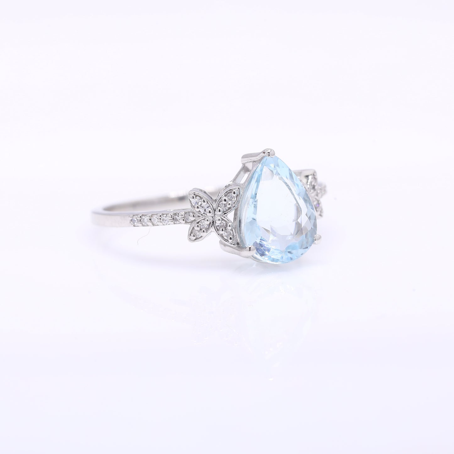 1.82 Ct Pear Mixed Cut Natural Aquamarine 950 Platinum Ring