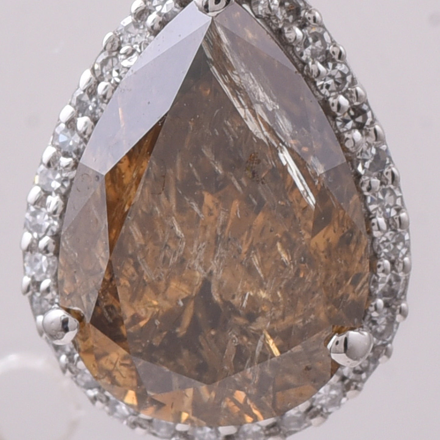 2.12 Ct Pear Brown Diamond 950 Platinum Pendant
